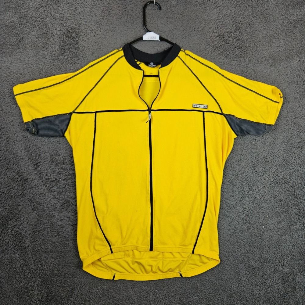 Canari Mens XL Cycling Jersey Yellow Short Sleeve 1/4 Zip Biking Shirt